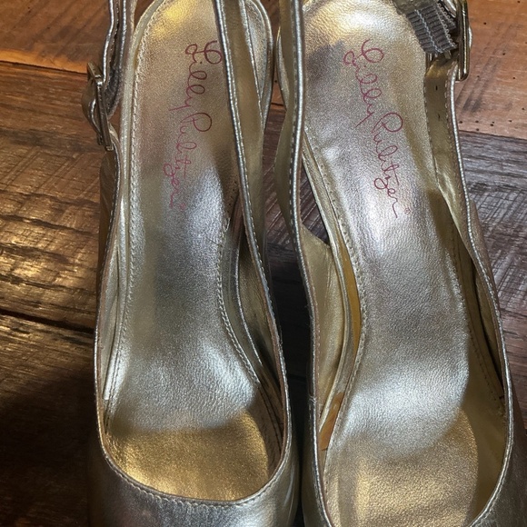 Lilly Pulitzer Kristen Gold Metallic Leather Wedge Espadrilles | Women’s Size 10 - Picture 12 of 16